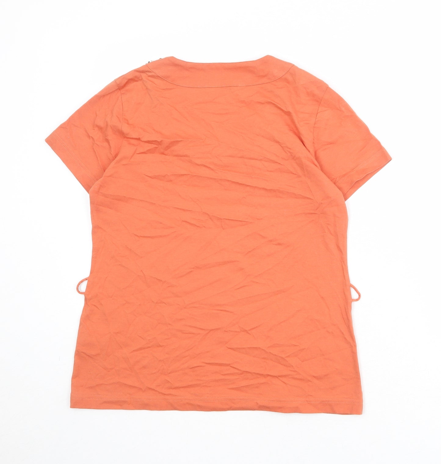 EWM Womens Orange Cotton Basic T-Shirt Size S Square Neck
