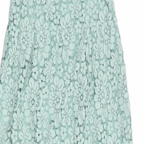 Zara Womens Green Viscose Bodycon Size M Square Neck Zip