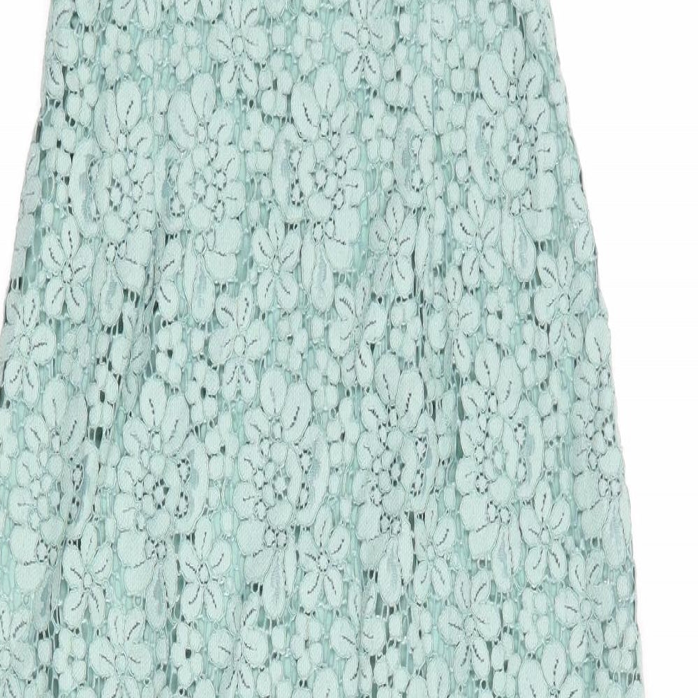 Zara Womens Green Viscose Bodycon Size M Square Neck Zip
