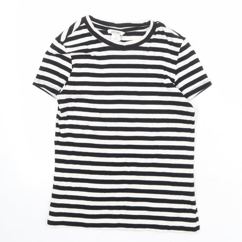 Monki Womens Black Striped Cotton Basic T-Shirt Size S Boat Neck