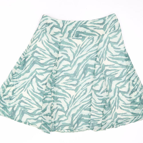Principles Womens Green Animal Print Polyester Swing Skirt Size 16 Zip - Tiger pattern