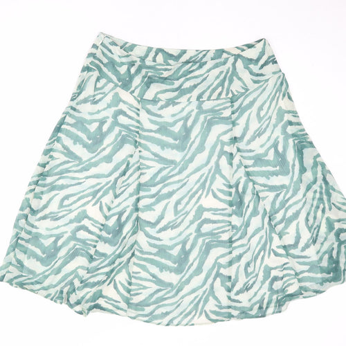 Principles Womens Green Animal Print Polyester Swing Skirt Size 16 Zip - Tiger pattern