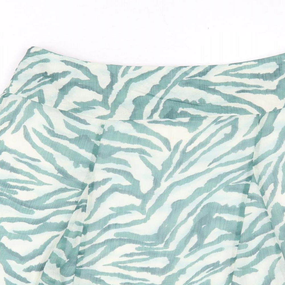 Principles Womens Green Animal Print Polyester Swing Skirt Size 16 Zip - Tiger pattern