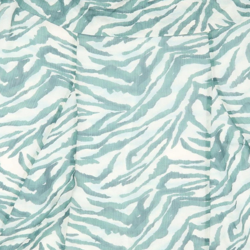 Principles Womens Green Animal Print Polyester Swing Skirt Size 16 Zip - Tiger pattern