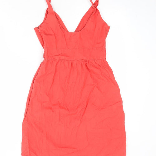 NEXT Womens Red Polyester Slip Dress Size 8 V-Neck Zip
