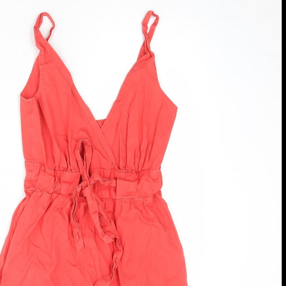 NEXT Womens Red Polyester Slip Dress Size 8 V-Neck Zip