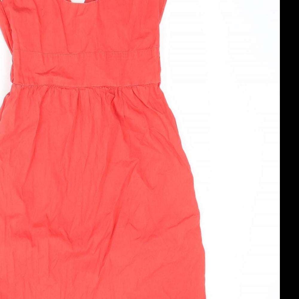 NEXT Womens Red Polyester Slip Dress Size 8 V-Neck Zip