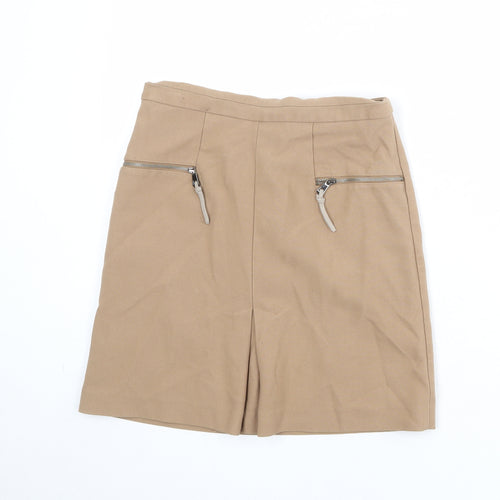 NEXT Womens Brown Polyester A-Line Skirt Size 6 Zip