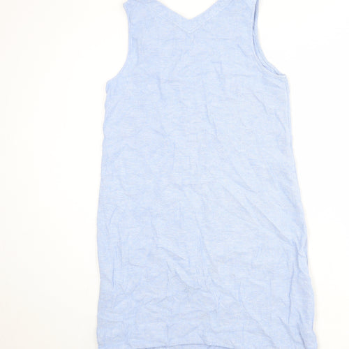 Marks and Spencer Womens Blue Linen A-Line Size 12 Round Neck Pullover