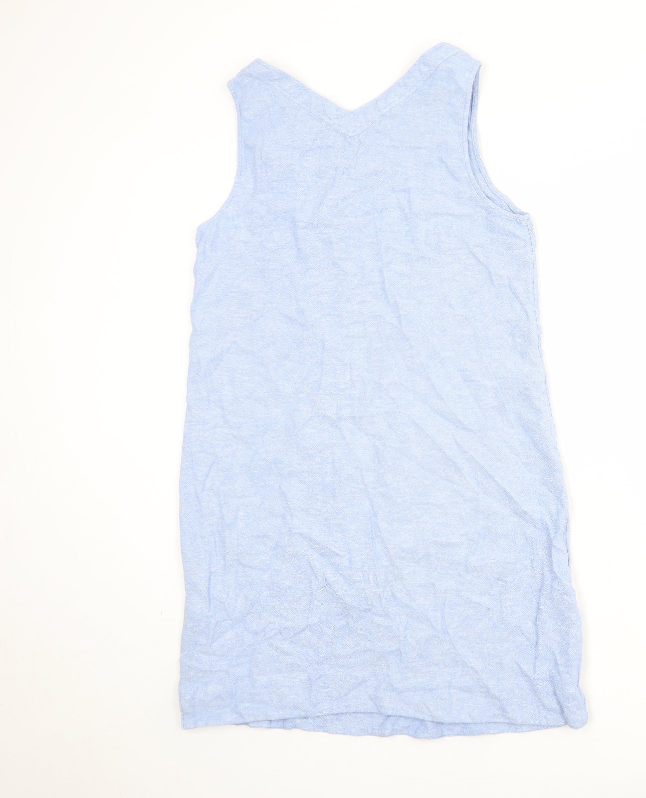 Marks and Spencer Womens Blue Linen A-Line Size 12 Round Neck Pullover