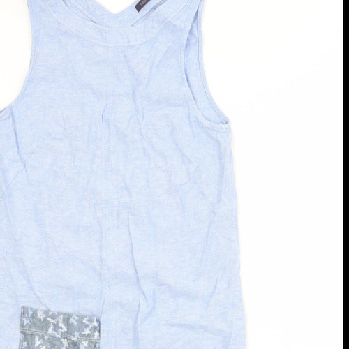 Marks and Spencer Womens Blue Linen A-Line Size 12 Round Neck Pullover