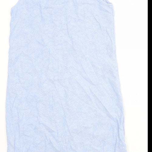 Marks and Spencer Womens Blue Linen A-Line Size 12 Round Neck Pullover