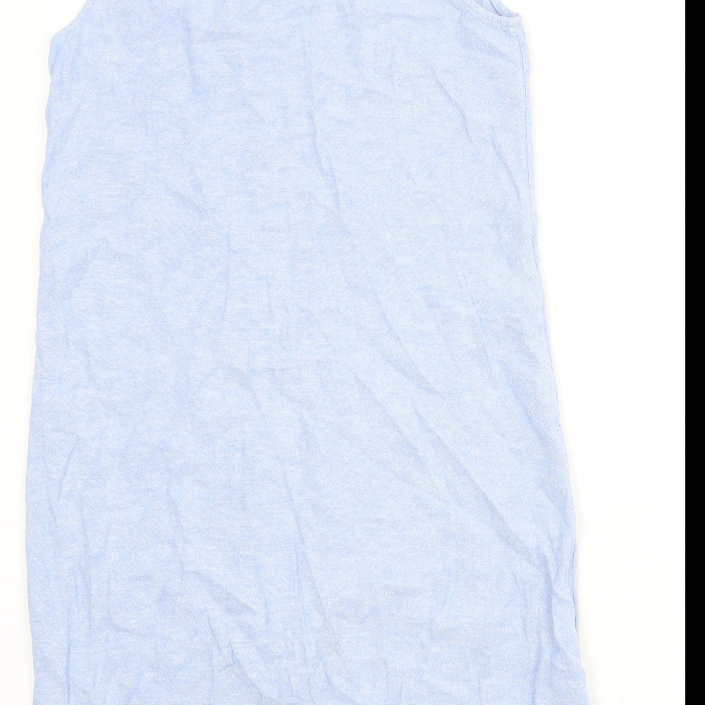 Marks and Spencer Womens Blue Linen A-Line Size 12 Round Neck Pullover