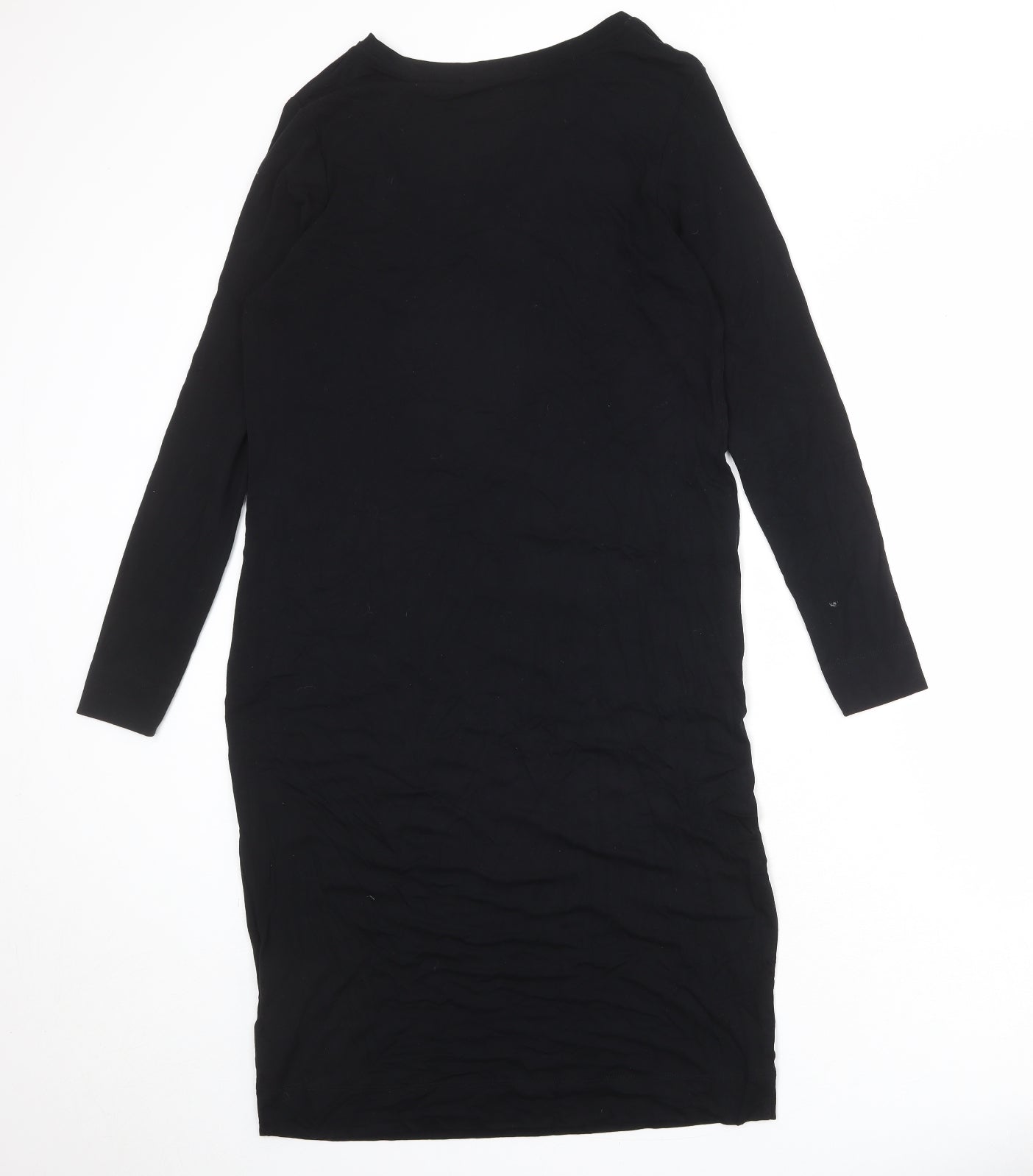 Marks and Spencer Womens Black Viscose A-Line Size 14 Round Neck Pullover