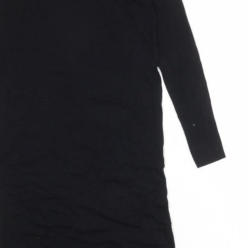 Marks and Spencer Womens Black Viscose A-Line Size 14 Round Neck Pullover