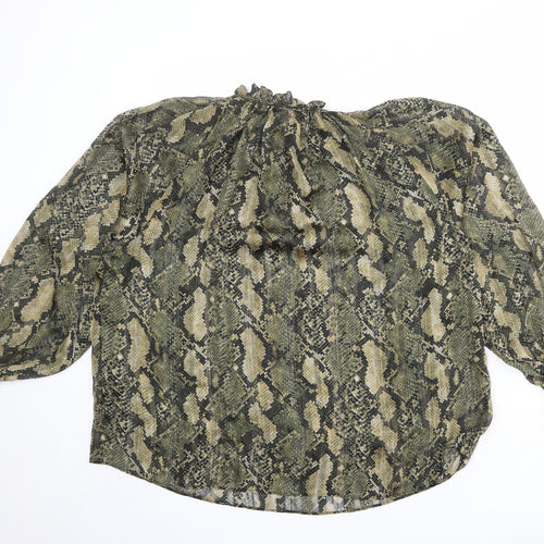 H&M Womens Multicoloured Animal Print Polyester Basic Blouse Size 16 Mock Neck - Snake Print