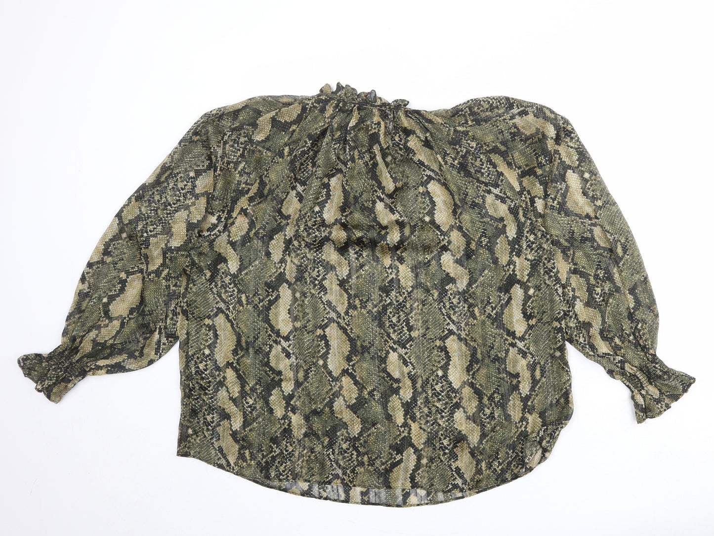 H&M Womens Multicoloured Animal Print Polyester Basic Blouse Size 16 Mock Neck - Snake Print