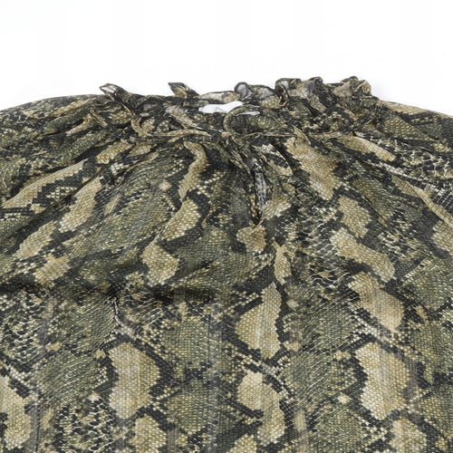 H&M Womens Multicoloured Animal Print Polyester Basic Blouse Size 16 Mock Neck - Snake Print