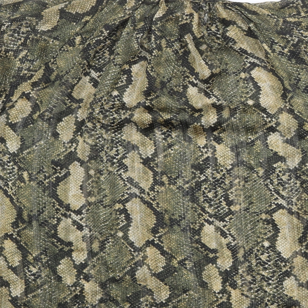 H&M Womens Multicoloured Animal Print Polyester Basic Blouse Size 16 Mock Neck - Snake Print