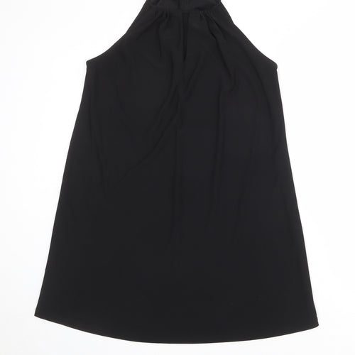 Mango Womens Black Polyester A-Line Size S Round Neck Tie