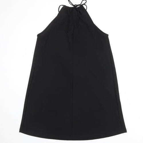 Mango Womens Black Polyester A-Line Size S Round Neck Tie