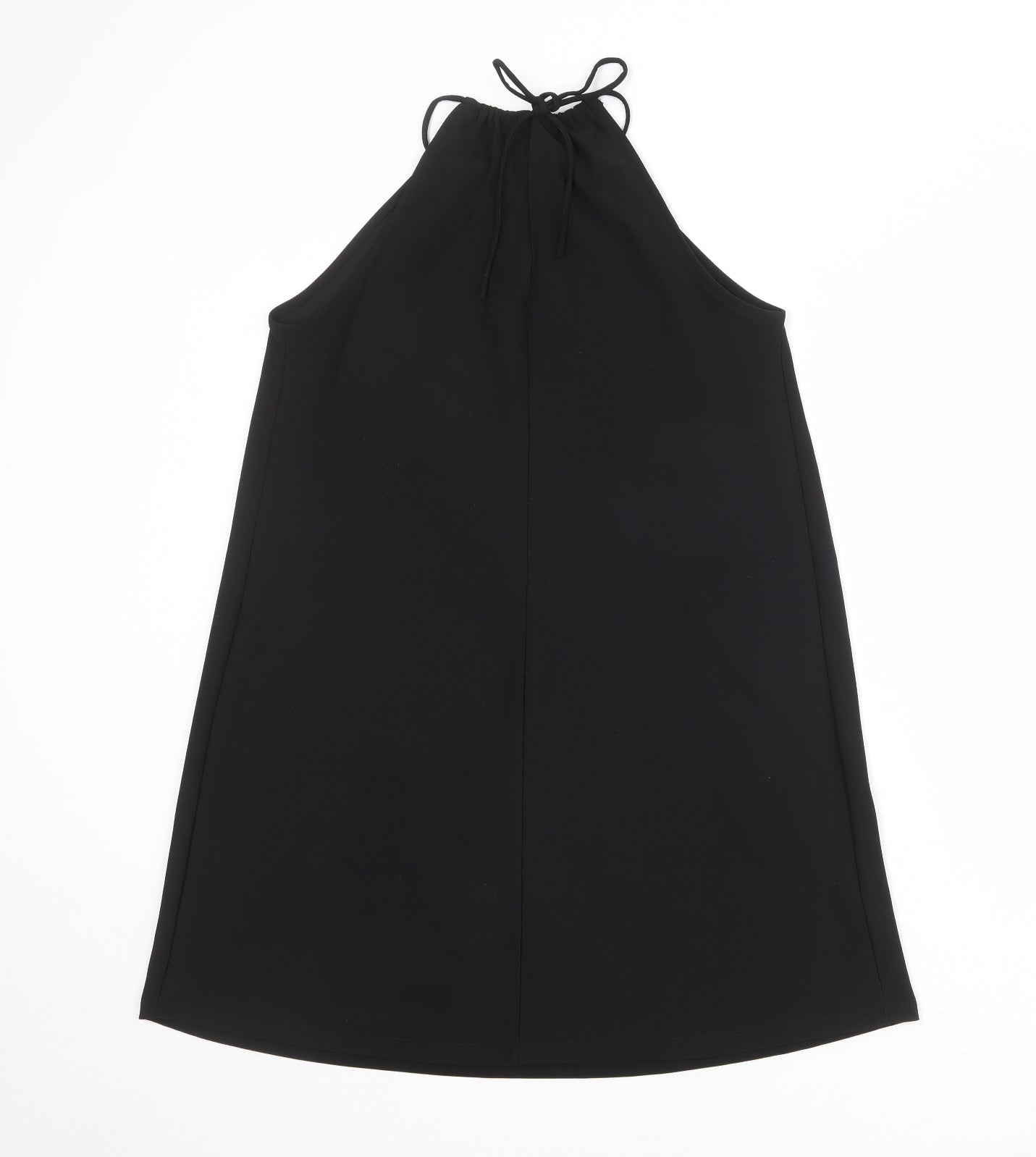 Mango Womens Black Polyester A-Line Size S Round Neck Tie