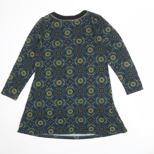 Lakeland Womens Multicoloured Geometric Polyester Jumper Dress Size M Round Neck Pullover