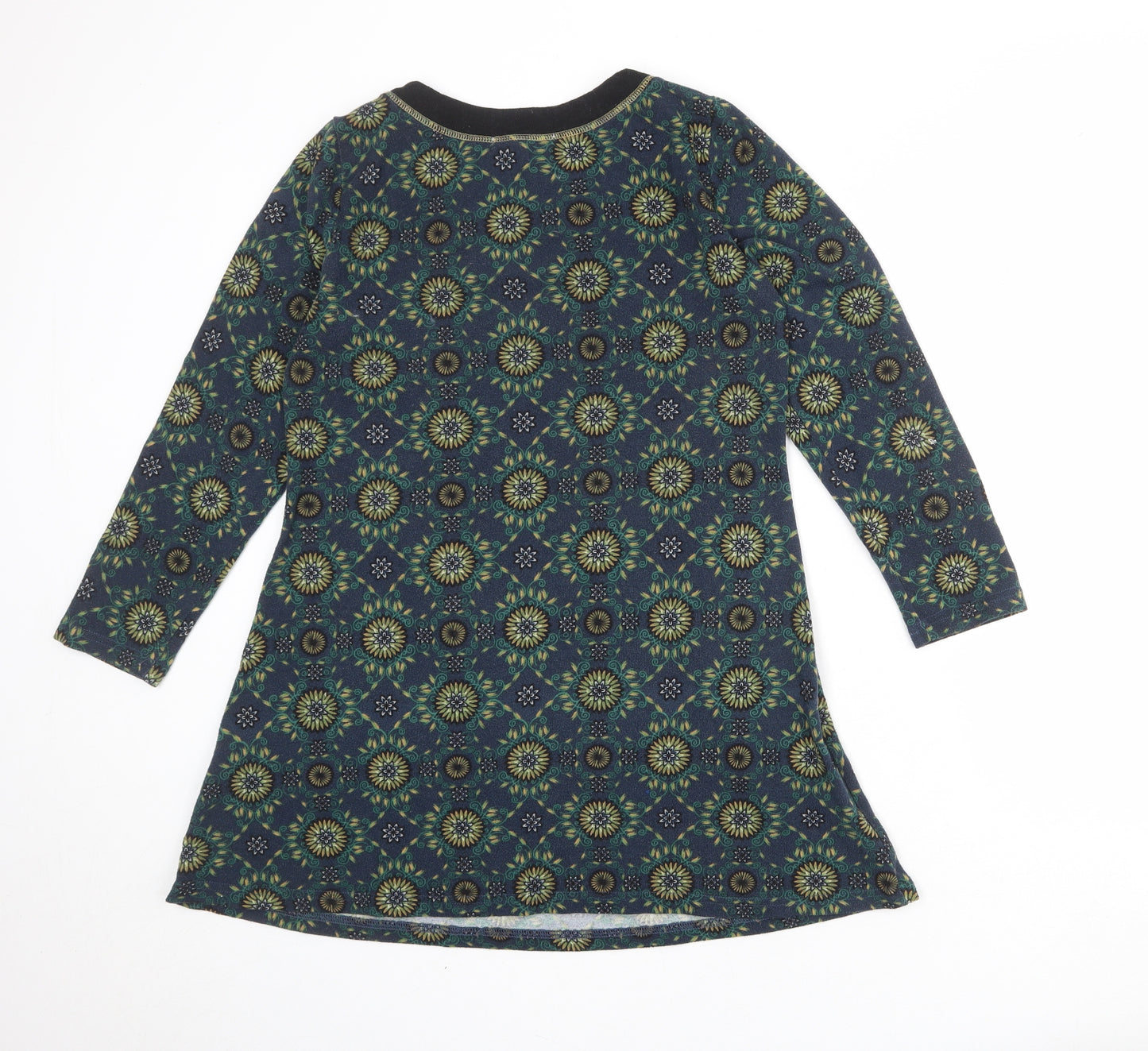 Lakeland Womens Multicoloured Geometric Polyester Jumper Dress Size M Round Neck Pullover