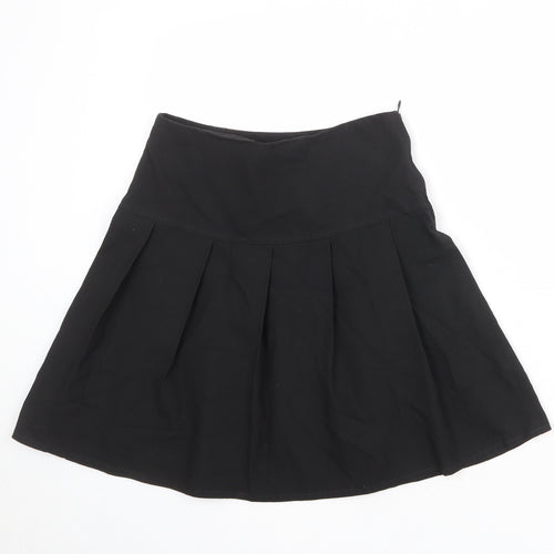 Marks and Spencer Girls Black Polyester Pleated Skirt Size 12-13 Years Regular Zip