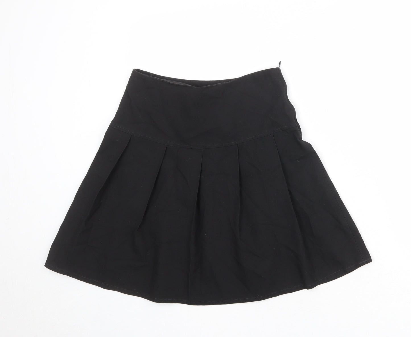 Marks and Spencer Girls Black Polyester Pleated Skirt Size 12-13 Years Regular Zip