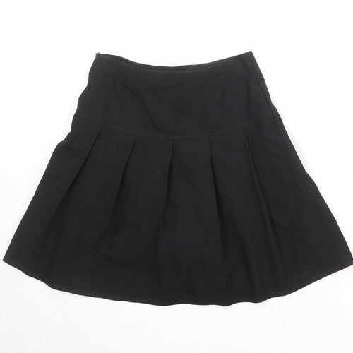 Marks and Spencer Girls Black Polyester Pleated Skirt Size 12-13 Years Regular Zip