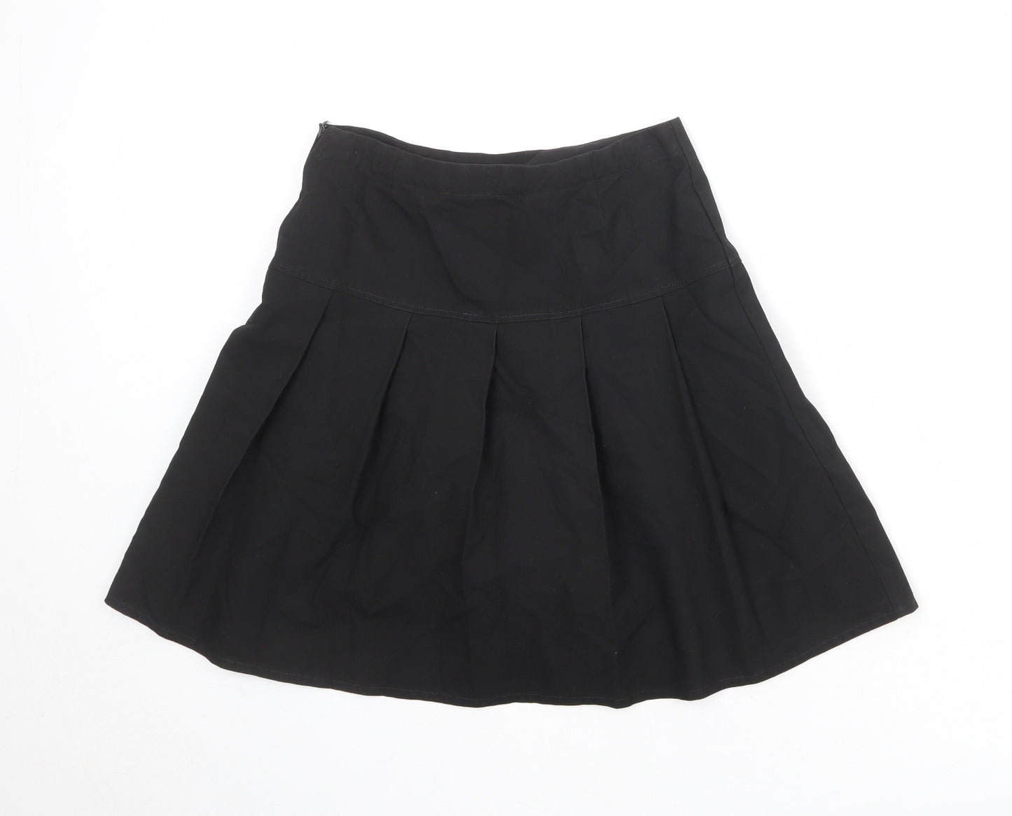 Marks and Spencer Girls Black Polyester Pleated Skirt Size 12-13 Years Regular Zip