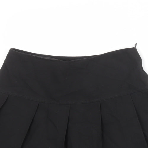 Marks and Spencer Girls Black Polyester Pleated Skirt Size 12-13 Years Regular Zip