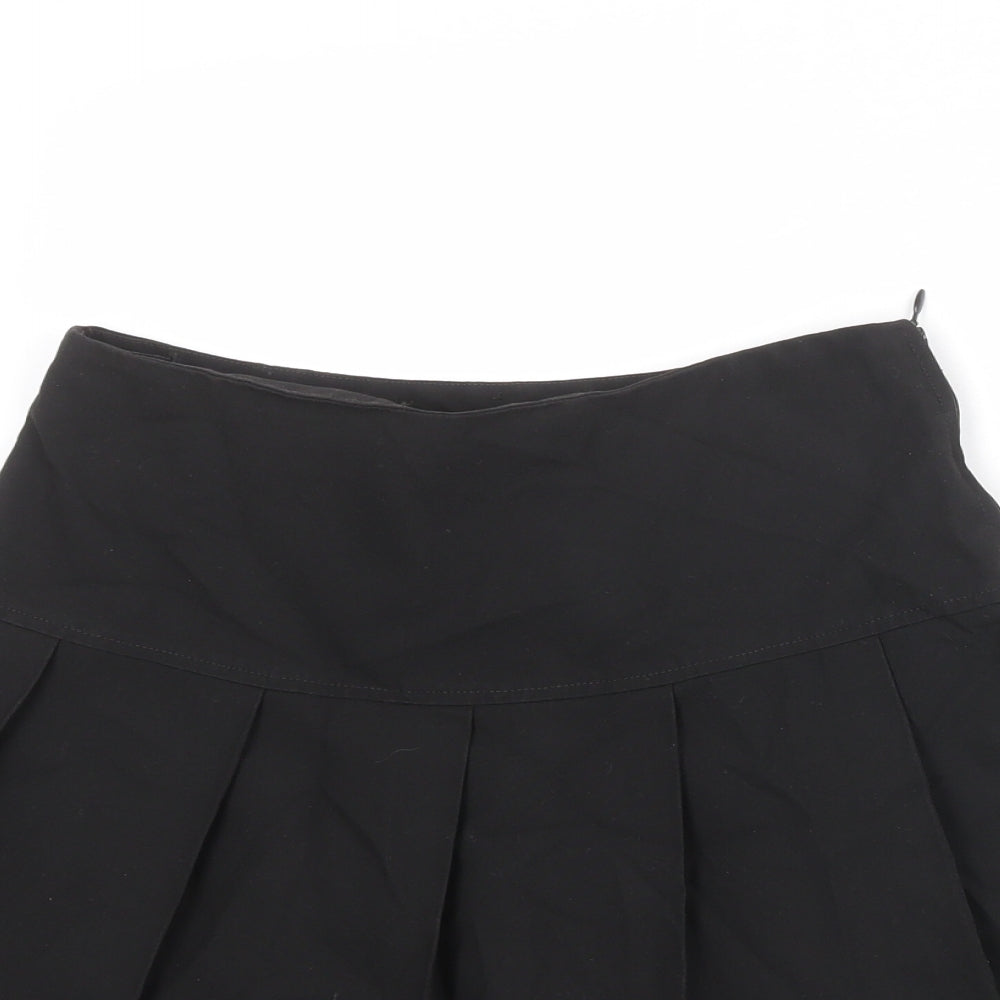 Marks and Spencer Girls Black Polyester Pleated Skirt Size 12-13 Years Regular Zip