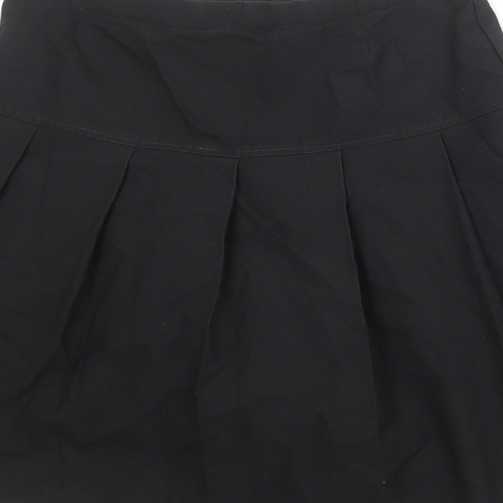 Marks and Spencer Girls Black Polyester Pleated Skirt Size 12-13 Years Regular Zip