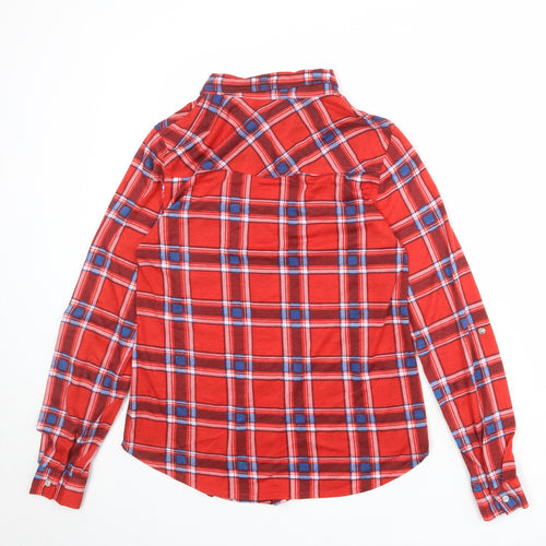 Passport Womens Red Plaid Polyester Basic Button-Up Size M Collared