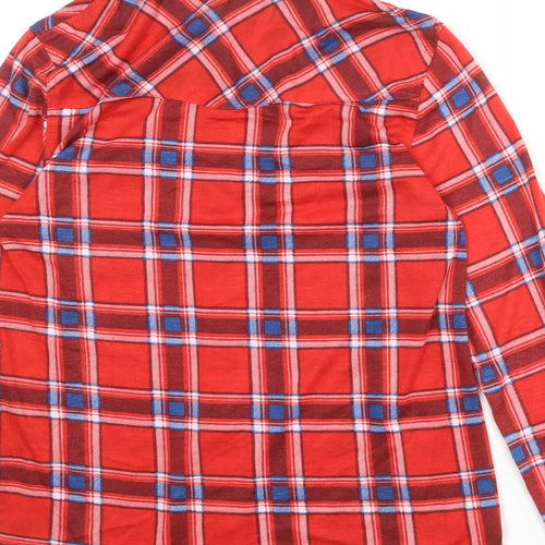 Passport Womens Red Plaid Polyester Basic Button-Up Size M Collared