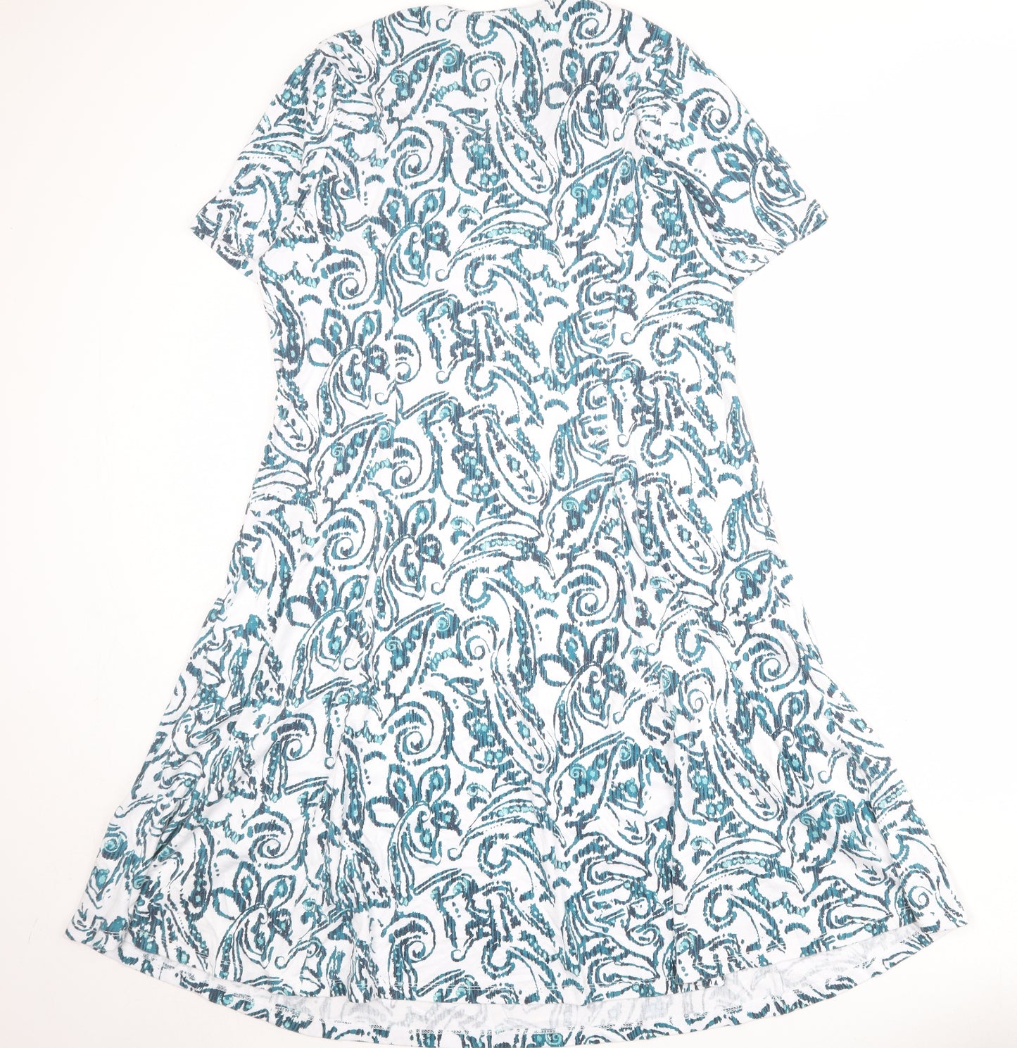 TIGI Womens White Geometric Polyester Trapeze & Swing Size 22 Square Neck Pullover - Size 22-24