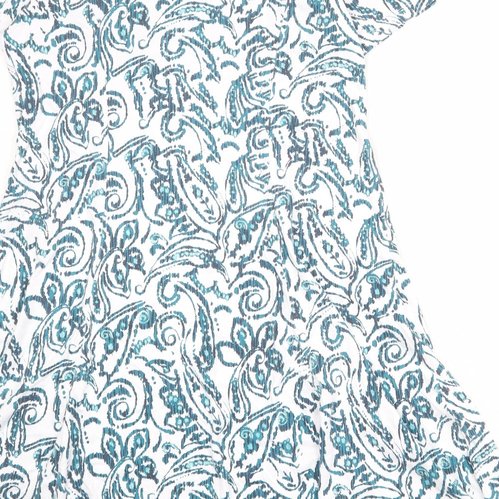 TIGI Womens White Geometric Polyester Trapeze & Swing Size 22 Square Neck Pullover - Size 22-24