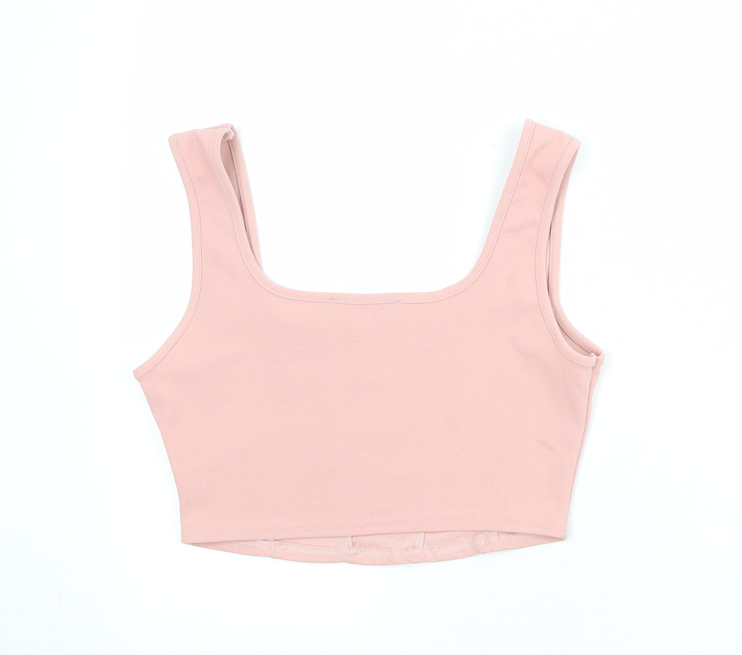 Missguided Womens Pink Polyester Cropped Tank Size 10 Scoop Neck