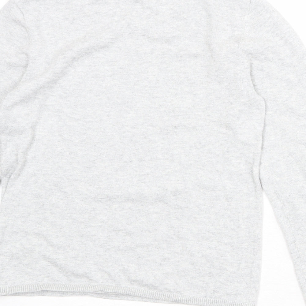 H&M Girls Grey Round Neck 100% Cotton Pullover Jumper Size 10-11 Years Pullover - Size 10-12 Years LOVE
