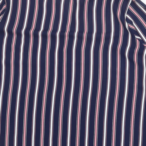 Principles Womens Blue Striped Polyester Basic Blouse Size 14 V-Neck - Tie Sleeve Detail