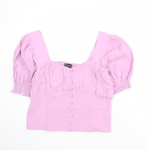 Dorothy Perkins Womens Purple Modal Basic Blouse Size 12 Sweetheart - Shirred Back