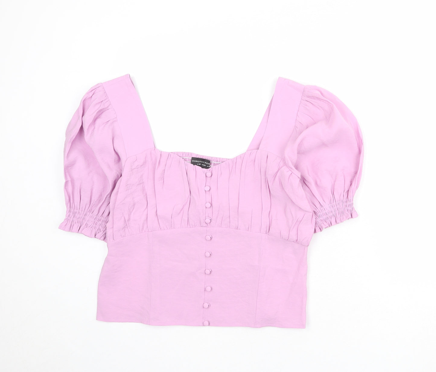Dorothy Perkins Womens Purple Modal Basic Blouse Size 12 Sweetheart - Shirred Back