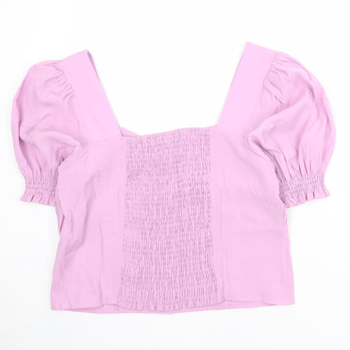 Dorothy Perkins Womens Purple Modal Basic Blouse Size 12 Sweetheart - Shirred Back