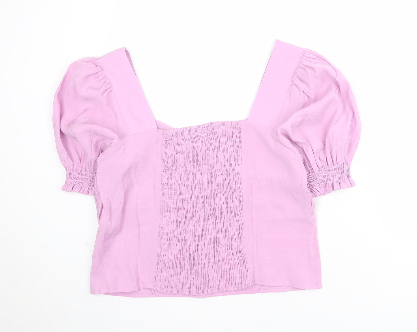 Dorothy Perkins Womens Purple Modal Basic Blouse Size 12 Sweetheart - Shirred Back