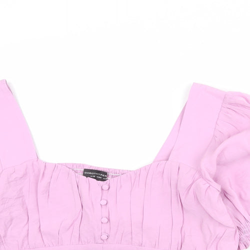 Dorothy Perkins Womens Purple Modal Basic Blouse Size 12 Sweetheart - Shirred Back