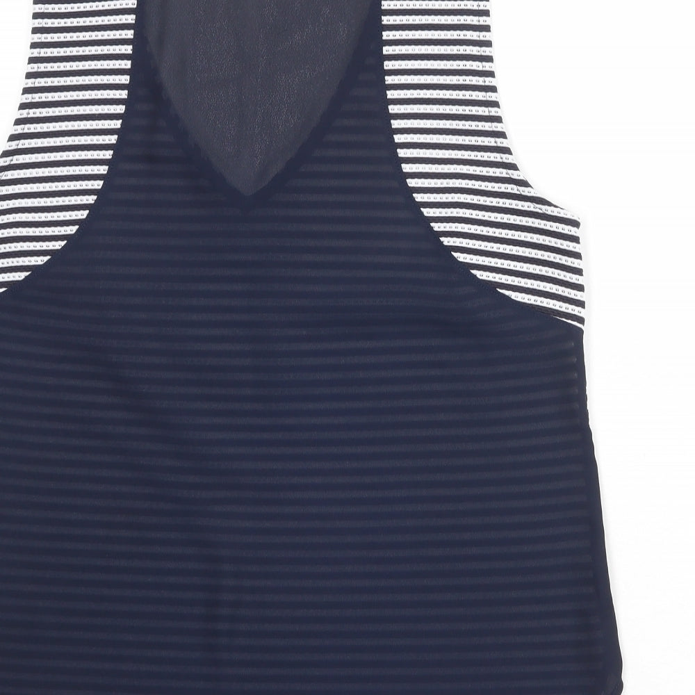 NEXT Womens Blue Striped Polyester Basic Tank Size 14 V-Neck