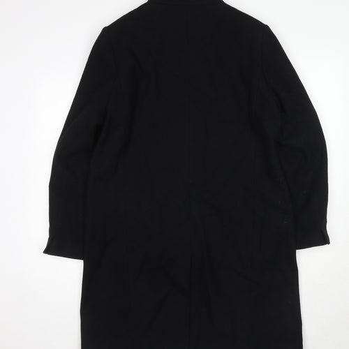 Warehouse Womens Black Overcoat Coat Size 14 Button