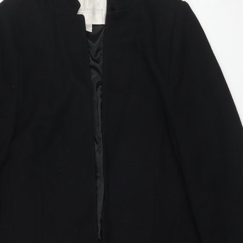 Warehouse Womens Black Overcoat Coat Size 14 Button